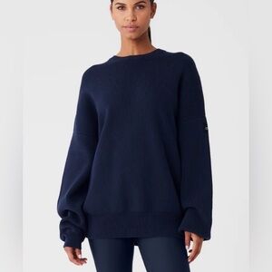 Alo Scholar Crew Neck Sweatshirt, Navy, Size M